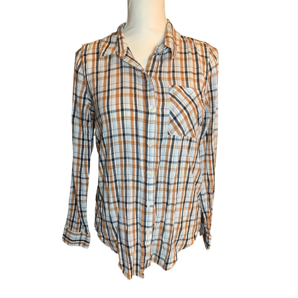 Lucky Brand Womens Plaid Button Down Shirt Boho Western Small Cotton